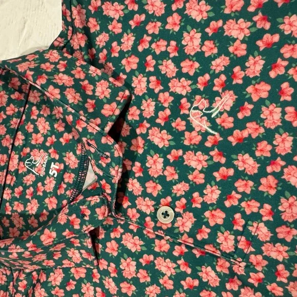 Rhoback Lil’ Azalea Boys Polo Shirt - Green and Pink Polo Shirt Floral Design - Picture 2 of 2